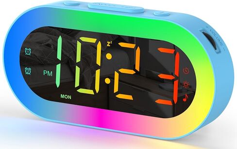 Digital Alarm Clocks for Bedrooms, Night Light Alarm Clock, Bedside Clock with USB Port, Dimmer, Timer, Sleep Sound, Customize Alarm, Loud Alarm Clock for Heavy Sleepers, Ideal Gifts for Teens Boys in Saudi Arabia