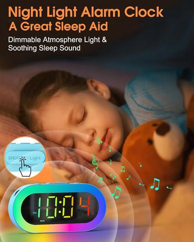 Digital Alarm Clocks for Bedrooms, Night Light Alarm Clock, Bedside Clock with USB Port, Dimmer, Timer, Sleep Sound, Customize Alarm, Loud Alarm Clock for Heavy Sleepers, Ideal Gifts for Teens Boys in Saudi Arabia