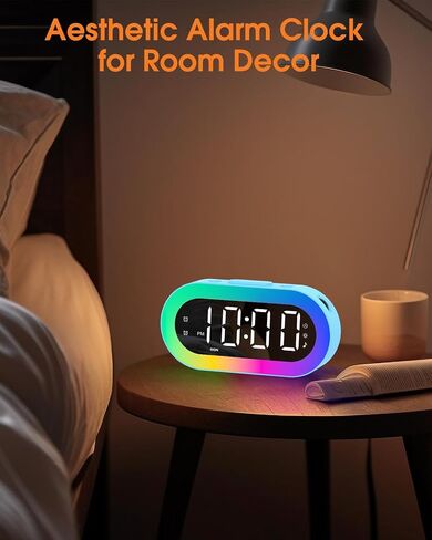 Digital Alarm Clocks for Bedrooms, Night Light Alarm Clock, Bedside Clock with USB Port, Dimmer, Timer, Sleep Sound, Customize Alarm, Loud Alarm Clock for Heavy Sleepers, Ideal Gifts for Teens Boys in Saudi Arabia