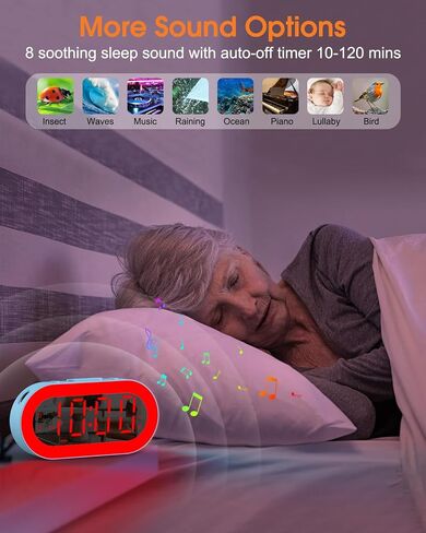 Digital Alarm Clocks for Bedrooms, Night Light Alarm Clock, Bedside Clock with USB Port, Dimmer, Timer, Sleep Sound, Customize Alarm, Loud Alarm Clock for Heavy Sleepers, Ideal Gifts for Teens Boys in Saudi Arabia