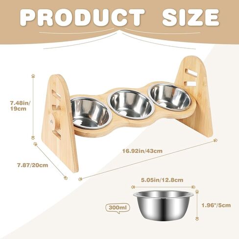 أوعية القطط المرتفعة من NFSQ - أوعية القطط المرتفعة بزاوية 15 درجة، و4 محطات تغذية للكلاب بارتفاعات قابلة للتعديل، وأوعية مياه لطعام الحيوانات الأليفة للكلاب الصغيرة والقطط مع 3 أوعية من الفولاذ المقاوم للصدأ in Kuwait