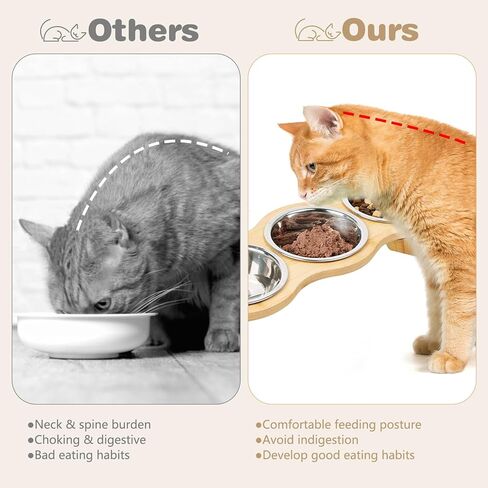 أوعية القطط المرتفعة من NFSQ - أوعية القطط المرتفعة بزاوية 15 درجة، و4 محطات تغذية للكلاب بارتفاعات قابلة للتعديل، وأوعية مياه لطعام الحيوانات الأليفة للكلاب الصغيرة والقطط مع 3 أوعية من الفولاذ المقاوم للصدأ in Kuwait