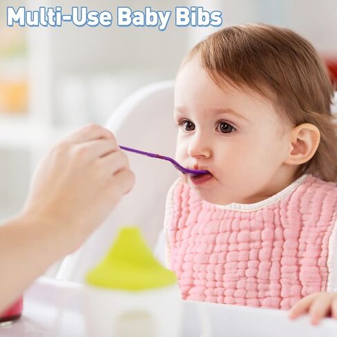 Tatuo 50 Pcs Muslin Baby Bibs Muslin Cotton Bibs for Baby Girls and Boys, Baby Bandana Drool Bibs Absorbent Newborn Teething Bibs 6 Layers Muslin Bibs with Snap Button for Infant Teething and Drooling in Saudi Arabia