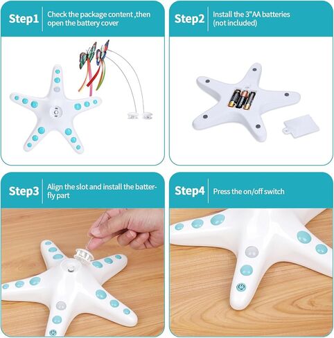 AIMIUZI Cat Toys, Interactive 360° Rotating Butterfly Kitten Toy, Funny Exercise Electric Flutter Rotating Kitten Toys with Sensor Switch,Cat Teaser with Butterfly Replacement in Kuwait