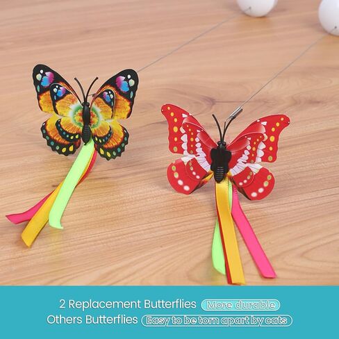 AIMIUZI Cat Toys, Interactive 360° Rotating Butterfly Kitten Toy, Funny Exercise Electric Flutter Rotating Kitten Toys with Sensor Switch,Cat Teaser with Butterfly Replacement in Kuwait