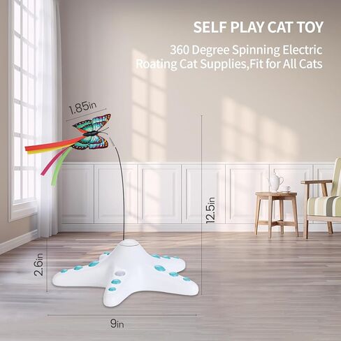 AIMIUZI Cat Toys, Interactive 360° Rotating Butterfly Kitten Toy, Funny Exercise Electric Flutter Rotating Kitten Toys with Sensor Switch,Cat Teaser with Butterfly Replacement in Kuwait