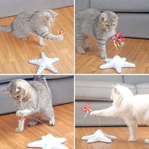 AIMIUZI Cat Toys, Interactive 360° Rotating Butterfly Kitten Toy, Funny Exercise Electric Flutter Rotating Kitten Toys with Sensor Switch,Cat Teaser with Butterfly Replacement in Kuwait