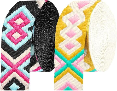 Grosun 1.5 inch Patterned Nylon Webbing Belt Webbing Straps Purse Straps Backpack Straps Nylon Belt for Seatbelt, Bags, Backpacks, Luggage (B, 3.3 Yards) in Kuwait