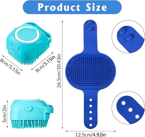 Fuyamp 3 Pcs Pet Brush Dog Bath Brush Scrubber, Silicone Dog Shampoo Brush with Adjustable Ring Handle, Cat Brush Dog Scrubber for Bath, for Long and Short Haired Dogs and Cats Bath Cleaning in Kuwait