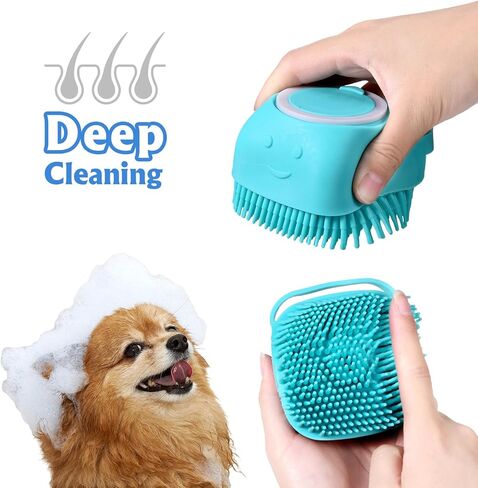 Fuyamp 3 Pcs Pet Brush Dog Bath Brush Scrubber, Silicone Dog Shampoo Brush with Adjustable Ring Handle, Cat Brush Dog Scrubber for Bath, for Long and Short Haired Dogs and Cats Bath Cleaning in Kuwait