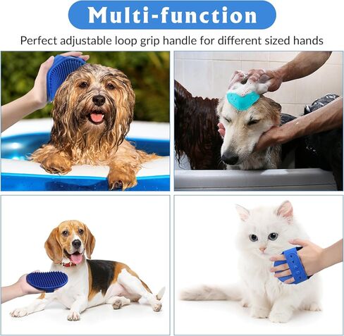 Fuyamp 3 Pcs Pet Brush Dog Bath Brush Scrubber, Silicone Dog Shampoo Brush with Adjustable Ring Handle, Cat Brush Dog Scrubber for Bath, for Long and Short Haired Dogs and Cats Bath Cleaning in Kuwait