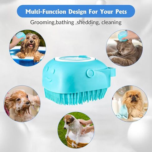 Fuyamp 3 Pcs Pet Brush Dog Bath Brush Scrubber, Silicone Dog Shampoo Brush with Adjustable Ring Handle, Cat Brush Dog Scrubber for Bath, for Long and Short Haired Dogs and Cats Bath Cleaning in Kuwait