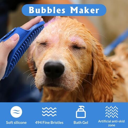 Fuyamp 3 Pcs Pet Brush Dog Bath Brush Scrubber, Silicone Dog Shampoo Brush with Adjustable Ring Handle, Cat Brush Dog Scrubber for Bath, for Long and Short Haired Dogs and Cats Bath Cleaning in Kuwait