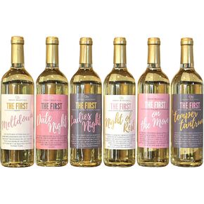 6 Mommy's First Milestone Wine Labels and Stickers, Great Baby Shower and Pregnancy Gift Ideas for Mom To Be, Funny Mom's First Moments After Having New Baby Girl or Boy – By Harper & Ivy Designs in Saudi Arabia