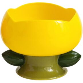 PIPIPET Raised Cat Bowls Handmade, Ceramic Cat Bowls, Flower Ceramic Raised Cat Bowls, Elevated Cat Food Bowls for Protecting Spine, Sturdy and Anti-Fall -Orange