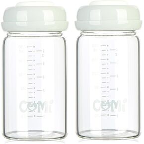 COMI Wide Neck Glass Breastmilk Collection n Storage Bottle, 2 Packs,10oz with Screw Ring Sealing Disk,Re-markable Sealing Disc,BPA Free,Fits Breast Pumps&Nipples(2 Green Lids) in Saudi Arabia