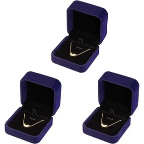 LETURE 3 Pieces Classic Velvet Pendant Necklace Box, Jewelry Gift Boxes for Chain, Small Jewelry Display Box for Proposal Engagement Wedding Valentine's Day (Black)