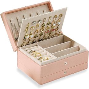 Travel Jewelry Organizer for Women Girls, 5 Layers Portable PU Leather Jewelry Box for Necklaces, Earring, Rings, Bracelet, Etc Girls Gift in Kuwait