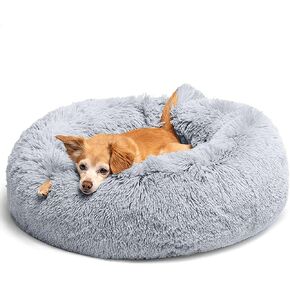 Donut Dog Beds for Medium Dogs,Washable Large Dog Bed Calming Cuddler,Fluffy Round Pet Bed,Faux Fur Small Cat Bed.