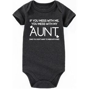 AIZFFZY if you mess me you mess my Aunt Baby Clothes Boy baby girl auntie outfits auntie sayings