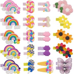 40 pcs Baby Hair Clips Candy Hair Barrettes for Toddler Girls Flower Rainbow Fully Lined Hair Pins Hair Barrettes Hair Accessories for Toddlers Girls in Kuwait