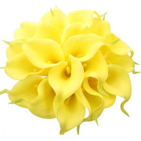 Duovlo 20pcs Calla Lily Bridal Wedding Bouquet Lataex Real Touch Artificial Flower Home Party Decor (Black) in Kuwait