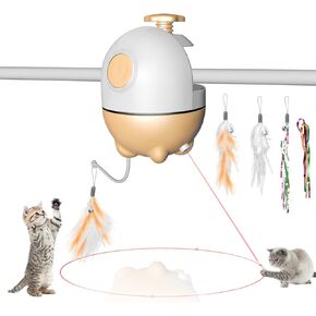 ألعاب القطط من ريوفلاي، لعبة مؤشر ليزر أوتوماتيكية 2 في 1 وألعاب ريش القطط، ألعاب القطط التفاعلية للقطط الداخلية، لعب المطاردة، مستلزمات الحيوانات الأليفة in Kuwait
