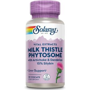 SOLARAY Milk Thistle Phytosome with Artichoke, Dandelion, and Ginger - Milk Thistle Extract Supplying 15% Silybin - Liver Supplement - 60-Day Guarantee, Lab Verified - 30 Servings, 30 VegCaps in Saudi Arabia