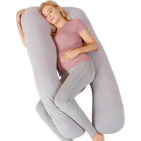 جونبي وسائد حمل من الموسلين للنوم، وسادة حمل من قطن الموسلين بنسبة 100% للنساء الحوامل للنوم، وسائد حمل ناعمة لكامل الجسم (رمادي، 55 انش) in Kuwait