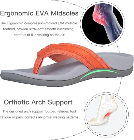 صندل نسائي لتقويم العظام يدعم قوس القدم لعلاج التهاب اللفافة الأخمصية وتخفيف آلام الكعب المسطح، ناعم ممتص للصدمات على الشاطئ، صندل داعم ومريح لتقويم العظام in Kuwait