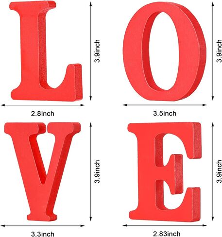 علامات الخشب الحب XOXO قائمة بذاتها على شكل حرف طاولة مركزية، علامة على الطاولة العلوية، علامات قطع كتلة خشبية لتزيين عباءة الطاولة، عيد الميلاد وعيد الحب وحفلات الزفاف (الحب الأحمر) in Kuwait