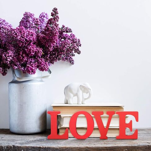 علامات الخشب الحب XOXO قائمة بذاتها على شكل حرف طاولة مركزية، علامة على الطاولة العلوية، علامات قطع كتلة خشبية لتزيين عباءة الطاولة، عيد الميلاد وعيد الحب وحفلات الزفاف (الحب الأحمر) in Kuwait