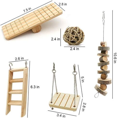 ألعاب مضغ الهامستر من LKJYBG، 10 قطع من الدمبل الخشبية الطبيعية للحيوانات الأليفة، لعبة مولار للعناية بالأسنان للببغاء الهامستر السوري جربيل الجرذ غينيا خنزير جيربيل إلخ. الحيوانات الصغيرة in Kuwait