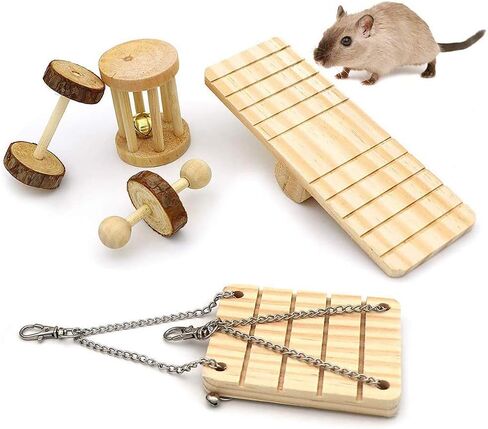 ألعاب مضغ الهامستر من LKJYBG، 10 قطع من الدمبل الخشبية الطبيعية للحيوانات الأليفة، لعبة مولار للعناية بالأسنان للببغاء الهامستر السوري جربيل الجرذ غينيا خنزير جيربيل إلخ. الحيوانات الصغيرة in Kuwait