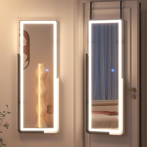 مرآة كاملة الطول من Vlsrka مقاس 47 بوصة × 15 بوصة، مرآة معلقة فوق الباب، مرآة لكامل الجسم مثبتة على الحائط لغرفة النوم، مرآة باب بسيطة وحديثة بالحجم الكامل، إطار نصف خشبي، أخضر داكن فاتح in Kuwait