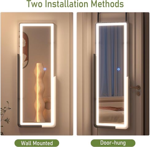 مرآة كاملة الطول من Vlsrka مقاس 47 بوصة × 15 بوصة، مرآة معلقة فوق الباب، مرآة لكامل الجسم مثبتة على الحائط لغرفة النوم، مرآة باب بسيطة وحديثة بالحجم الكامل، إطار نصف خشبي، أخضر داكن فاتح in Kuwait