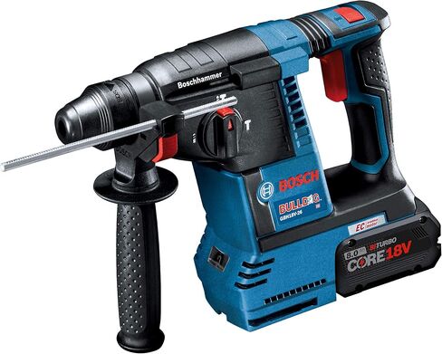 BOSCH GBH18V-26K24A 18V بدون فرشاة SDS-plus® Bulldog™ 1 In. طقم المطرقة الدوارة مع GDX18V-1860CN 18 فولت، جاهز للاتصال 1/4 بوصة. و 1/2 بوصة. سائق التأثير وبطارية ليثيوم أيون GBA18V40 CORE18V in Saudi Arabia