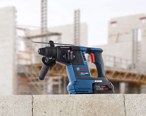 BOSCH GBH18V-26K24A 18V بدون فرشاة SDS-plus® Bulldog™ 1 In. طقم المطرقة الدوارة مع GDX18V-1860CN 18 فولت، جاهز للاتصال 1/4 بوصة. و 1/2 بوصة. سائق التأثير وبطارية ليثيوم أيون GBA18V40 CORE18V in Saudi Arabia