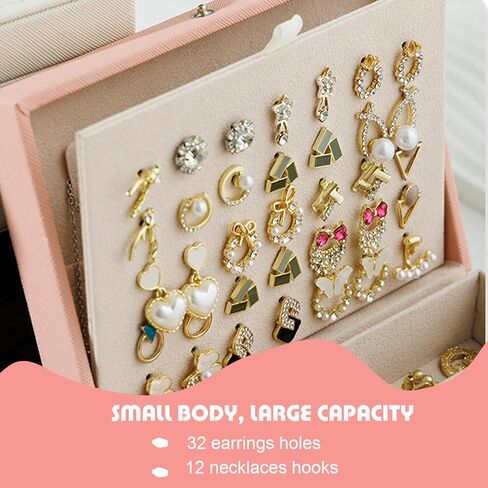 Travel Jewelry Organizer for Women Girls, 5 Layers Portable PU Leather Jewelry Box for Necklaces, Earring, Rings, Bracelet, Etc Girls Gift in Kuwait