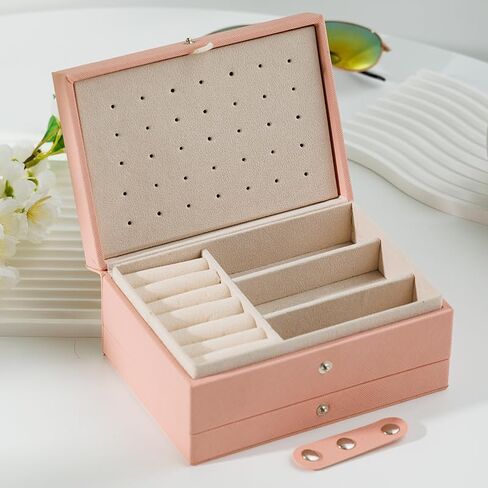 Travel Jewelry Organizer for Women Girls, 5 Layers Portable PU Leather Jewelry Box for Necklaces, Earring, Rings, Bracelet, Etc Girls Gift in Kuwait