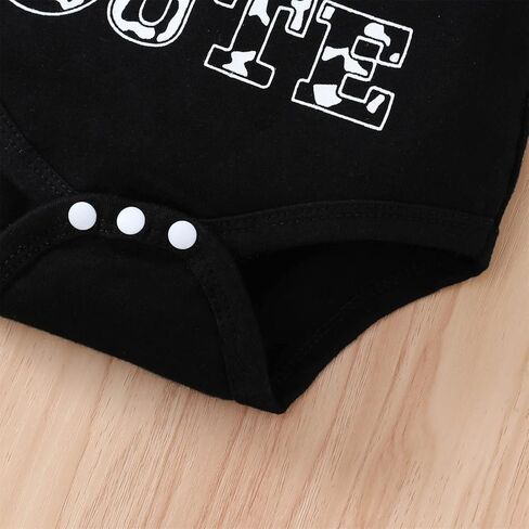 GRNSHTS ملابس الفتيات حديثي الولادة رومبير مطبوع عليه حروف بقرة + سراويل طويلة + رباط رأس 3 قطعة ملابس صيفية وخريفية لطيفة in Kuwait