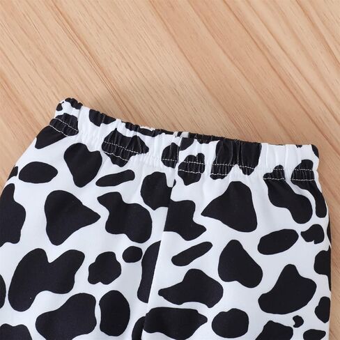 GRNSHTS ملابس الفتيات حديثي الولادة رومبير مطبوع عليه حروف بقرة + سراويل طويلة + رباط رأس 3 قطعة ملابس صيفية وخريفية لطيفة in Kuwait