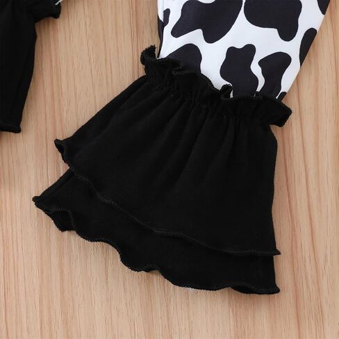 GRNSHTS ملابس الفتيات حديثي الولادة رومبير مطبوع عليه حروف بقرة + سراويل طويلة + رباط رأس 3 قطعة ملابس صيفية وخريفية لطيفة in Kuwait