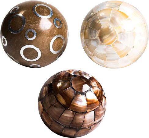 كرات زينة صغيرة جميلة مصنوعة يدويا للاوعية - ديكور مثالي للاوعية والصواني والمزهريات، مجموعة كرات مزخرفة من 3 قطع (3 انش لكل منهما) in Kuwait