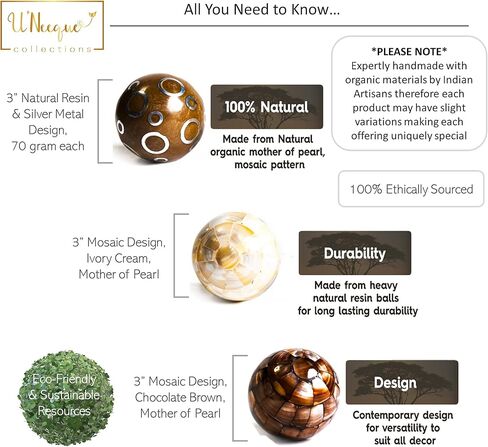 كرات زينة صغيرة جميلة مصنوعة يدويا للاوعية - ديكور مثالي للاوعية والصواني والمزهريات، مجموعة كرات مزخرفة من 3 قطع (3 انش لكل منهما) in Kuwait