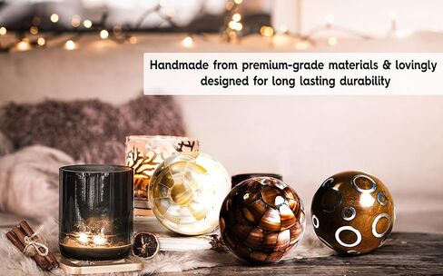 كرات زينة صغيرة جميلة مصنوعة يدويا للاوعية - ديكور مثالي للاوعية والصواني والمزهريات، مجموعة كرات مزخرفة من 3 قطع (3 انش لكل منهما) in Kuwait