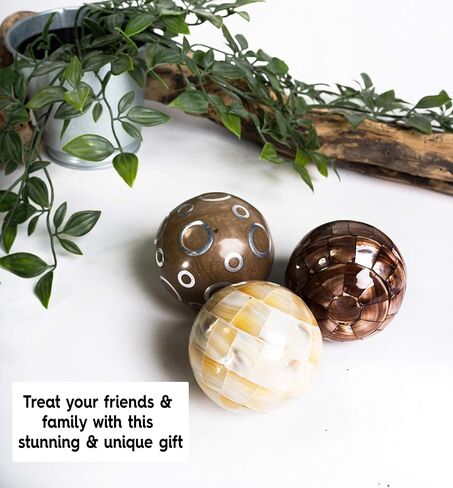 كرات زينة صغيرة جميلة مصنوعة يدويا للاوعية - ديكور مثالي للاوعية والصواني والمزهريات، مجموعة كرات مزخرفة من 3 قطع (3 انش لكل منهما) in Kuwait
