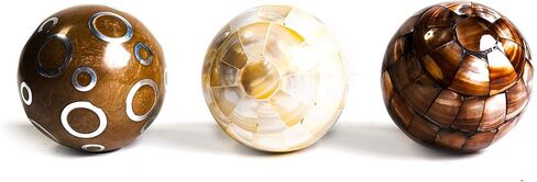 كرات زينة صغيرة جميلة مصنوعة يدويا للاوعية - ديكور مثالي للاوعية والصواني والمزهريات، مجموعة كرات مزخرفة من 3 قطع (3 انش لكل منهما) in Kuwait