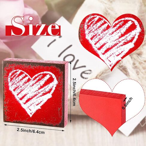 Qunclay 5 Pieces Valentine's Day Heart Tiered Tray Decor Rustic Heart Wood Sign Love Wooden Table Sign for Valentine Wedding Birthday Party Decorations Accessories and Supplies(Sweet) in Saudi Arabia