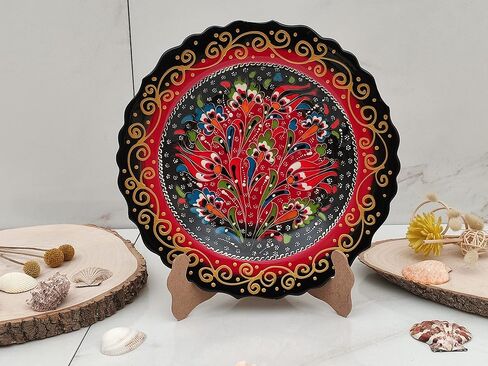 Ayennur Turkish Decorative Plate 9.85"(25cm) Handmade Ceramic Ornament for Home&Office Wall Hanging Decor in Kuwait
